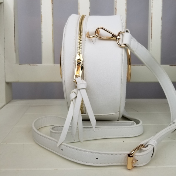 (White and Snakeskin print) circle, round purses - Picture 2 of 8